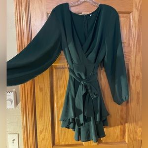 Dark green wrap dress